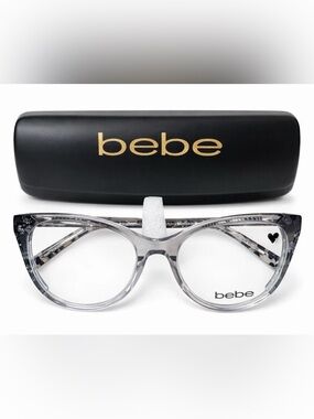 bebe Optical Eyeglasses Frame BB5208 Grey Animal 52/17-135 New w/ Case